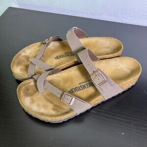 Birkenstock Mayari Oiled Leather Slip On Sandals Comfort Supportive Walking Shoe